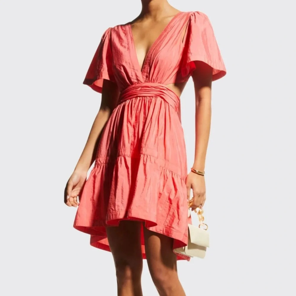 Cinq A Sept Judith Cutout Dress Size 2 in Neon Coral